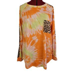 Heimish U.S.A Womens Tie Dye Long Sleeve Shirt (Size 2XL)